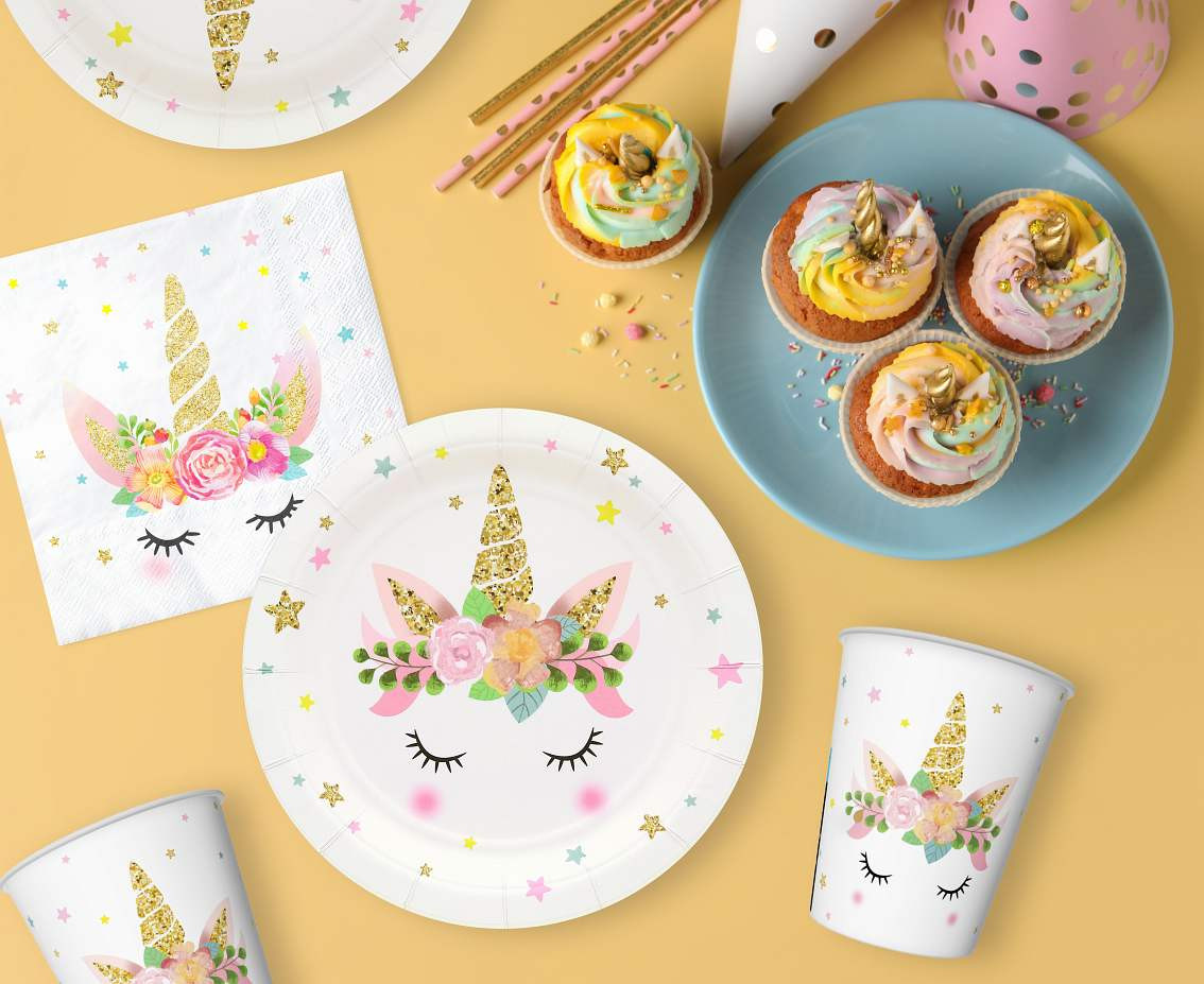 Unicorn paper cups, 266 ml, 6 pcs